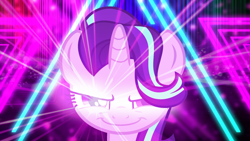 Size: 1920x1080 | Tagged: safe, artist:bombchu-link, artist:slb94, starlight glimmer, pony, unicorn, effects, evil grin, grin, lens flare, looking at you, smiling, smirk, solo, vector, wallpaper