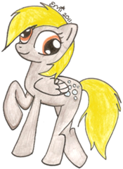 Size: 175x240 | Tagged: safe, artist:zimbemast459, derpy hooves, pegasus, pony, female, lowres, mare, simple background, small, solo, traditional art, transparent background