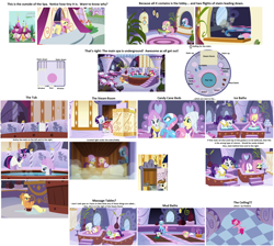 Size: 2600x2330 | Tagged: safe, artist:aurek-skyclimber, derpibooru import, screencap, aloe, apple bloom, applejack, carrot top, featherweight, fluttershy, golden harvest, lotus blossom, pinkie pie, rainbow dash, rarity, twilight sparkle, zecora, earth pony, pegasus, pony, unicorn, zebra, analysis, building, map, spa, spa twins