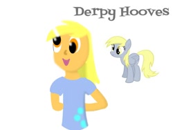 Size: 800x600 | Tagged: safe, artist:rainbow-ninja-dash, derpy hooves, pegasus, pony, blonde mane, female, gray coat, humanized, mare, solo, wings