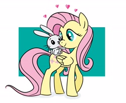 Size: 2680x2193 | Tagged: safe, artist:glittering-pony, angel bunny, fluttershy, pegasus, pony, female, heart, mare