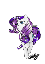 Size: 1240x1748 | Tagged: safe, artist:lunlun, rarity, pony, unicorn, female, mare, purple mane, solo, traditional art, white coat