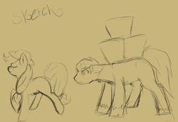 Size: 1076x742 | Tagged: safe, artist:eckatzl, applejack, oc, earth pony, pony, wip