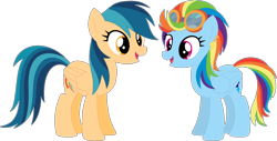 Size: 1024x521 | Tagged: safe, artist:ra1nb0wk1tty, derpibooru import, indigo zap, rainbow dash, pegasus, pony, ear piercing, earring, equestria girls ponified, female, goggles, jewelry, mare, palette swap, piercing, ponified, recolor, simple background, transparent background