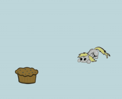 Size: 1212x984 | Tagged: safe, artist:vexpon, derpy hooves, cat, pegasus, pony, :3, animated, behaving like a cat, cute, derpabetes, female, mare, muffin, nom, pounce, that pony sure does love muffins