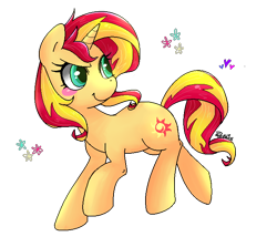 Size: 700x600 | Tagged: safe, artist:phyllismi, sunset shimmer, pony, unicorn, blush sticker, blushing, solo