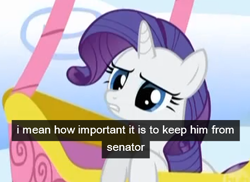 Size: 522x379 | Tagged: safe, screencap, rarity, pony, unicorn, female, mare, purple mane, solo, white coat, youtube caption