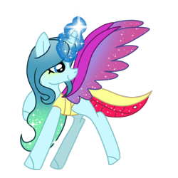 Size: 768x768 | Tagged: safe, artist:awoomarblesoda, queen chrysalis, changedling, changeling, changeling queen, ethereal mane, glowing horn, magic, magic aura, purified chrysalis, simple background, solo, starry mane, starry wings, transparent background