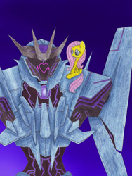 Size: 774x1032 | Tagged: safe, fluttershy, pegasus, pony, female, mare, soundwave (transformers), transformers, transformers prime