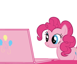 Size: 500x418 | Tagged: safe, artist:pinkiepiemike, pinkie pie, earth pony, pony, computer, female, mare, pink, pink coat, pink mane