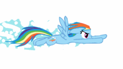 Size: 1280x720 | Tagged: safe, artist:tridashie, derpibooru import, rainbow dash, pegasus, pony, animated, cloud, female, floppy ears, flying, gif, happy birthday mlp:fim, mare, mlp fim's seventh anniversary, solo, spread wings, windswept mane, wings