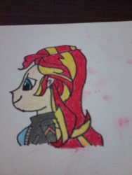 Size: 600x800 | Tagged: safe, artist:taufan99, sunset shimmer, equestria girls, clothes, leather jacket, traditional art