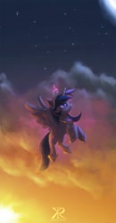 Size: 1000x1923 | Tagged: safe, artist:raikoh, derpibooru import, twilight sparkle, twilight sparkle (alicorn), alicorn, pony, flying, solo