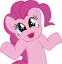 Size: 826x855 | Tagged: safe, pinkie pie, earth pony, pony, faic, looking at you, ponyface, shrug, shrugpony