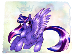 Size: 3509x2550 | Tagged: safe, artist:tokagethebunny, derpibooru import, twilight sparkle, twilight sparkle (alicorn), alicorn, pony, crown, princess, wings