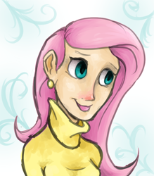 Size: 700x800 | Tagged: safe, artist:ressq, fluttershy, human, clothes, female, humanized, pink hair