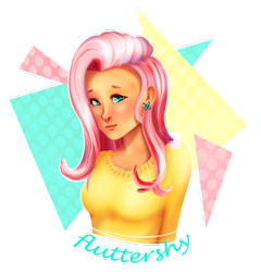 Size: 800x835 | Tagged: safe, artist:shadystarfish, fluttershy, human, clothes, female, humanized, pink hair