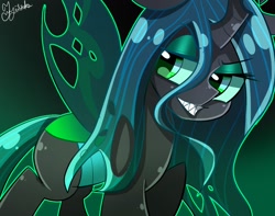 Size: 1200x946 | Tagged: safe, artist:yuyutsuka_0130, queen chrysalis, changeling, changeling queen, female, looking at you, solo