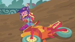 Size: 1678x944 | Tagged: safe, screencap, sunset shimmer, equestria girls, friendship games, motorcross, solo