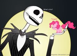 Size: 900x654 | Tagged: safe, artist:diegotan, pinkie pie, earth pony, pony, crossover, jack skellington, song in the comments, the nightmare before christmas