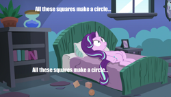 Size: 1920x1080 | Tagged: safe, edit, edited screencap, screencap, starlight glimmer, pony, unicorn, every little thing she does, dragonball z abridged, drug reference, drugs, exploitable meme, image macro, implied drugs, lsd, meme, mr. popo, solo, starlight bedridden, thousand yard stare