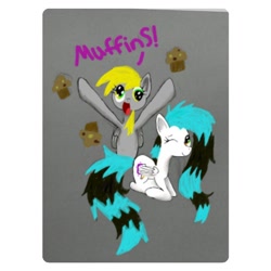 Size: 612x612 | Tagged: safe, artist:just-s0mepony, derpy hooves, oc, pegasus, pony, happy, muffin