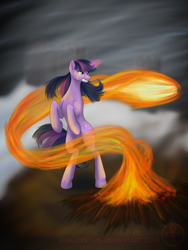 Size: 1200x1600 | Tagged: safe, artist:adalbertus, derpibooru import, twilight sparkle, fire, solo