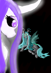 Size: 3508x4960 | Tagged: safe, artist:mr100dragon100, queen chrysalis, changedling, changeling, changeling queen, female, horn