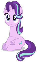 Size: 2409x4000 | Tagged: safe, artist:mrlolcats17, starlight glimmer, pony, unicorn, the crystalling, c:, cute, glimmerbetes, raised hoof, simple background, sitting, smiling, solo, transparent background, vector