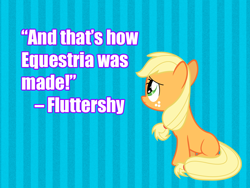 Size: 800x600 | Tagged: safe, applejack, earth pony, pony, female, mare, parody, text, troll text