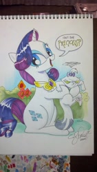 Size: 1024x1816 | Tagged: safe, artist:andypriceart, opalescence, rarity, cat, pony, unicorn, element of generosity, sketchbook, traditional art