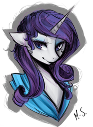 Size: 766x1044 | Tagged: safe, artist:mscootaloo, rarity, anthro, bust, portrait, solo