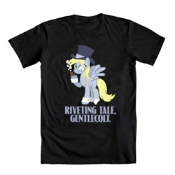 Size: 1000x1000 | Tagged: artist needed, safe, derpy hooves, pegasus, pony, bubble, bubble pipe, clothes, cool story bro, hat, monocle, official, pipe, shirt, t-shirt, top hat, welovefine