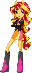 Size: 2500x5597 | Tagged: safe, artist:will290590, sunset shimmer, equestria girls, crossed arms, dreamworks face, lipstick, looking at you, ponied up, simple background, solo, transparent background, vector