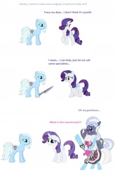 Size: 1394x2126 | Tagged: artist needed, safe, hoity toity, photo finish, rarity, oc, oc:tracy cage, pony, unicorn, comic