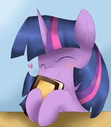 Size: 762x871 | Tagged: safe, artist:sunomii, derpibooru import, twilight sparkle, pony, unicorn, book, female, horn, mare, purple coat, purple mane, solo