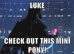 Size: 500x363 | Tagged: safe, pinkie pie, earth pony, pony, darth vader, image macro, star wars, tiny