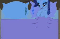 Size: 691x446 | Tagged: safe, screencap, rarity, pony, unicorn, look before you sleep, bed, lidded eyes, solo