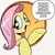 Size: 423x419 | Tagged: safe, idw, fluttershy, pegasus, pony, bad advice fluttershy, blue eyes, dialogue, exploitable meme, female, mare, meme, open mouth, pink mane, raised hoof, raised leg, simple background, smiling, solo, speech bubble, talking to viewer, underhoof, yellow coat