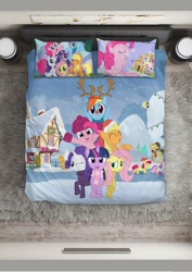 Size: 1448x2048 | Tagged: safe, derpibooru import, apple bloom, applejack, carrot top, doctor whooves, fluttershy, golden harvest, lyra heartstrings, pinkie pie, rainbow dash, rarity, sweetie belle, twilight sparkle, earth pony, pegasus, pony, unicorn, bed, mane six