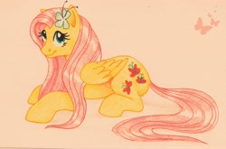 Size: 2256x1487 | Tagged: safe, artist:anniehyena, fluttershy, pegasus, pony, female, mare, pink mane, solo, yellow coat