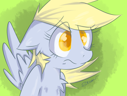 Size: 1600x1200 | Tagged: safe, artist:strabarybrick, derpy hooves, pegasus, pony, chest fluff, cute, female, mare, solo