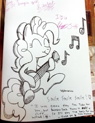 Size: 697x909 | Tagged: safe, artist:metadragonart, pinkie pie, earth pony, pony, musical instrument, photo, traditional art