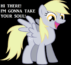 Size: 783x716 | Tagged: safe, derpy hooves, pegasus, pony, cheerful, cute, derpabetes, female, image macro, mare, soul, your soul is mine