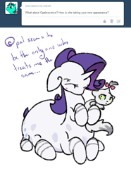 Size: 619x830 | Tagged: safe, artist:otterlore, opalescence, rarity, cat, drider, monster pony, original species, spider, spiderpony, hug, simple background, snuggling, species swap, spiderponyrarity, tumblr, white background