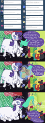 Size: 1242x3332 | Tagged: safe, artist:otterlore, rarity, drider, monster pony, original species, spider, spiderpony, ask, clothes, comic, crying, sad, solo, species swap, spider web, spiderponyrarity, tumblr