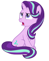 Size: 7000x8800 | Tagged: safe, artist:tardifice, starlight glimmer, pony, unicorn, to where and back again, absurd resolution, looking back, open mouth, raised hoof, simple background, sitting, solo, transparent background, vector