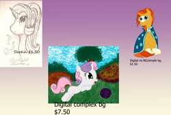 Size: 1600x1080 | Tagged: safe, artist:silversthreads, starlight glimmer, sunburst, sweetie belle, pony, unicorn, commission info, digital art, sale, sketch