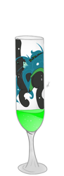 Size: 780x2144 | Tagged: safe, artist:groomlake, queen chrysalis, changeling, changeling queen, pony, alcohol, colored, drink, female, glass, signature, silly, simple, simple background, solo, spots, tiny, tiny ponies, white background