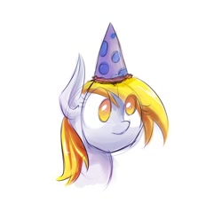 Size: 1258x1199 | Tagged: safe, artist:spontaneouspotato, derpy hooves, pegasus, pony, cute, female, hat, mare, party hat, sketch, solo